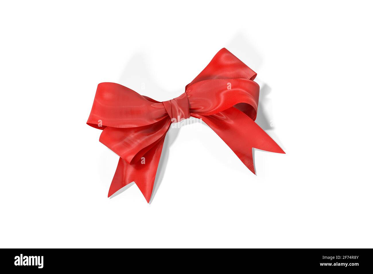 Red ribbon with a bow isolated on a white background - 3d render Stock ...