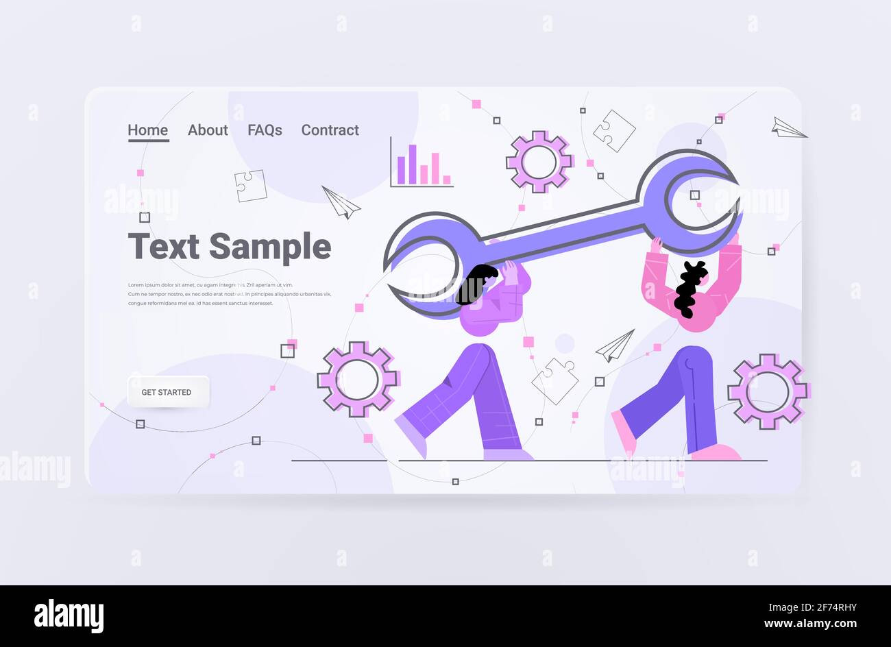 developers team carrying wrench programmers creating website ui web development program software optimization Stock Vector