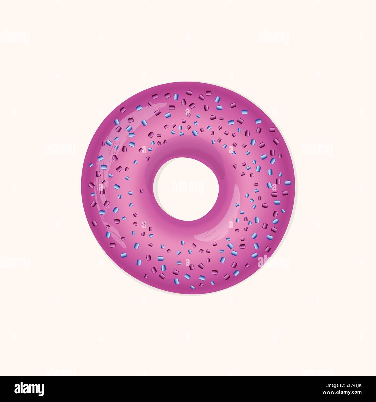 Donut with color icing and multicolored powder isolated on a white ...