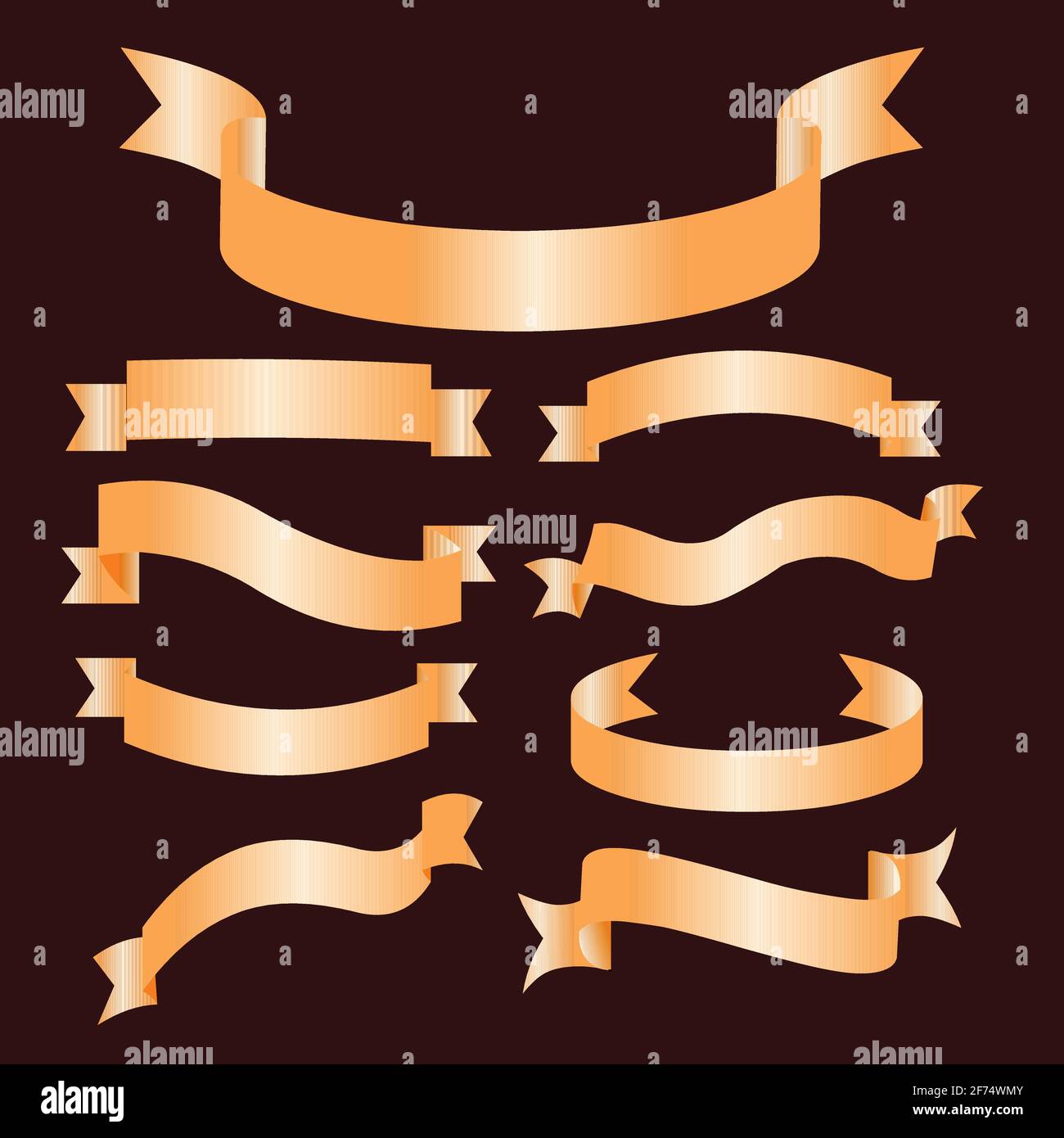 Retro golden ribbons and labels vector illustration collection Stock