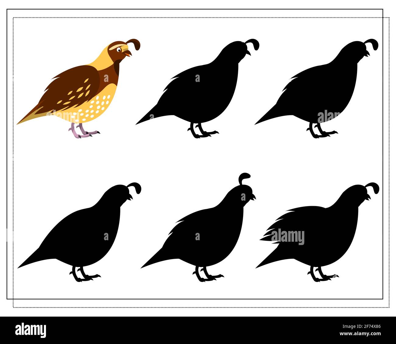 a puzzle game for preschool children. find the right shadow. Cartoon