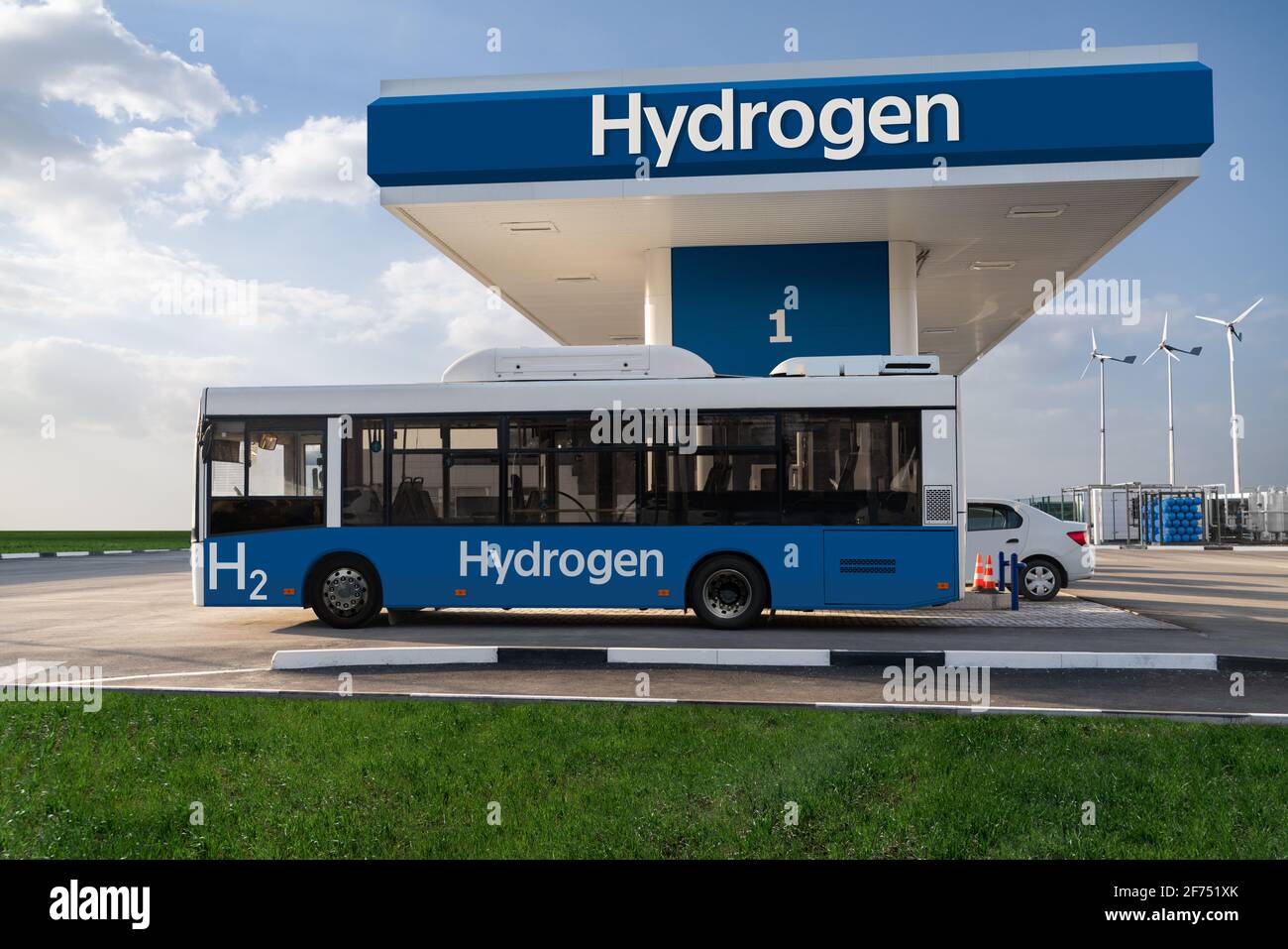 Fuel cell bus at the hydrogen filling station. Concept Stock Photo Alamy