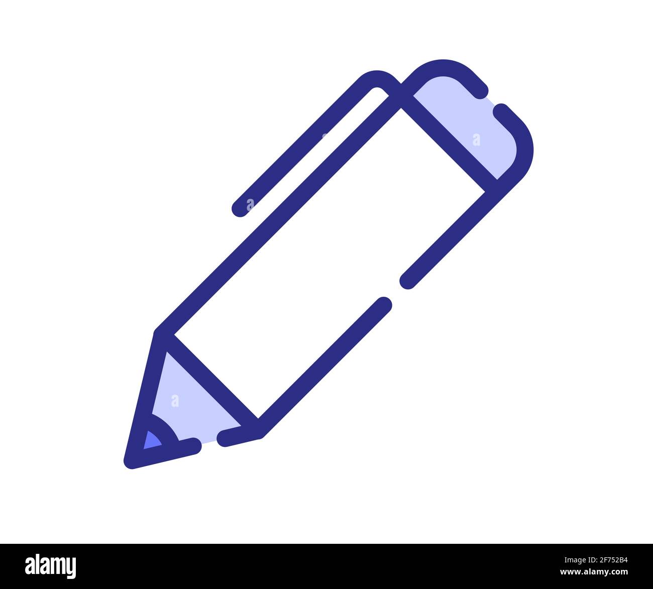 pencil pen write single isolated icon with dash or dashed purple line ...