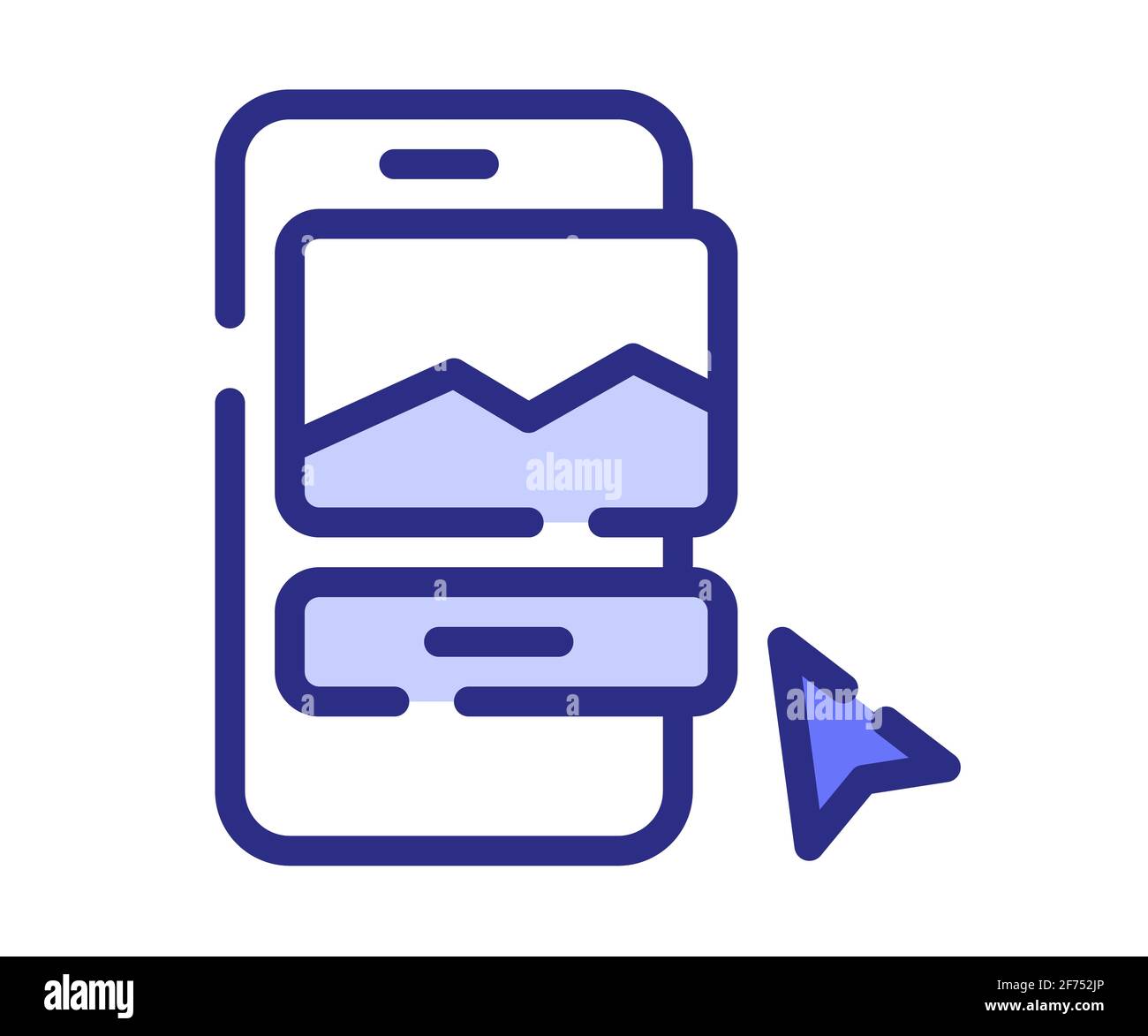 mobile design app single isolated icon with dash or dashed purple line ...