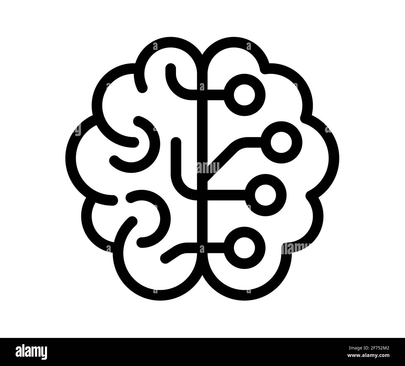 thinking brain think single isolated icon with outline style vector ...