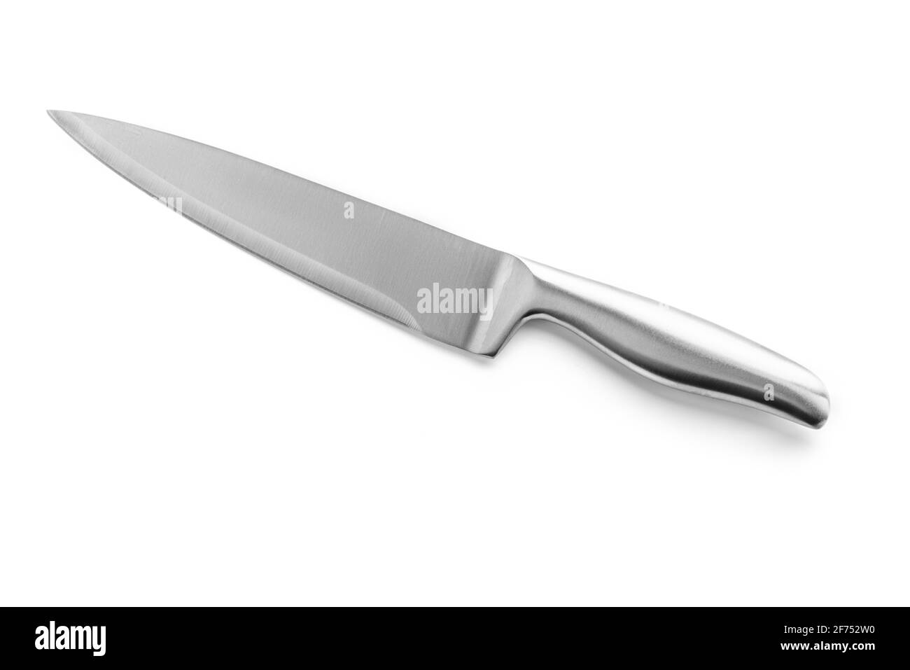 Steel kitchen knife. Chef professional  knife isolated on white background. Stock Photo