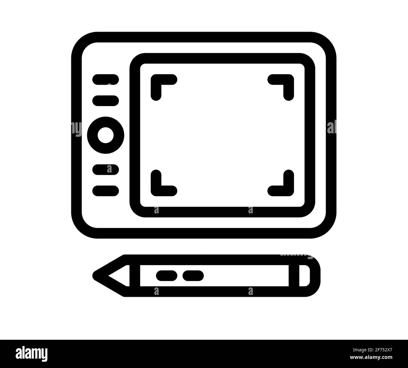 tablet drawing pen single isolated icon with outline style vector