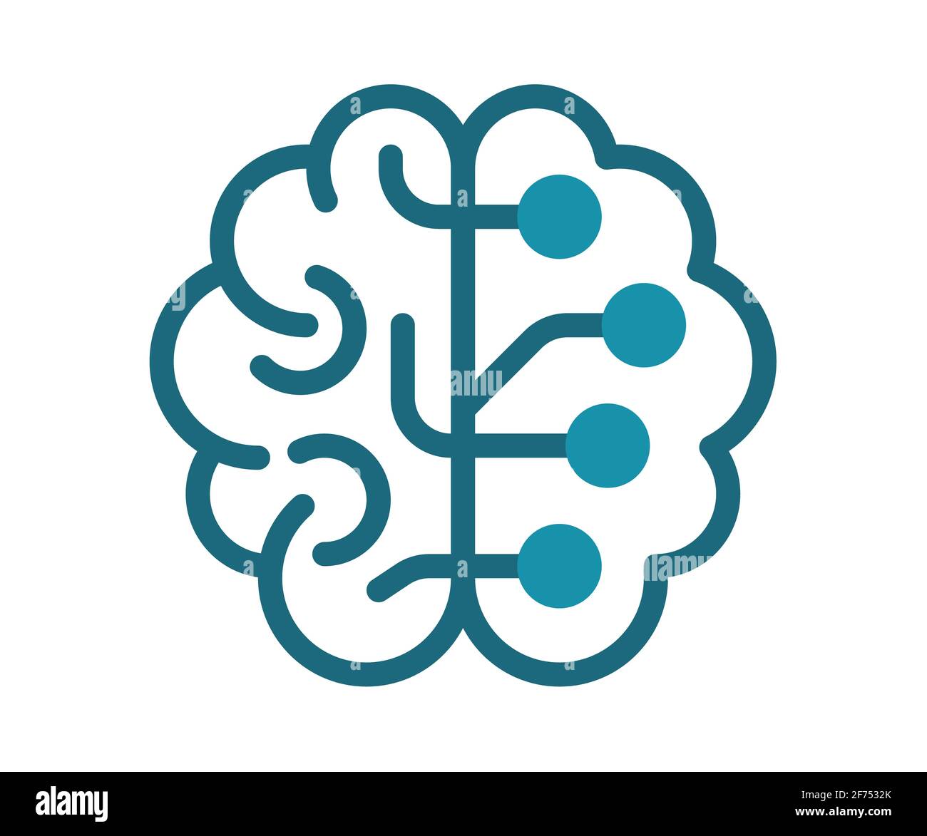 thinking brain think single isolated icon with solid line style vector ...