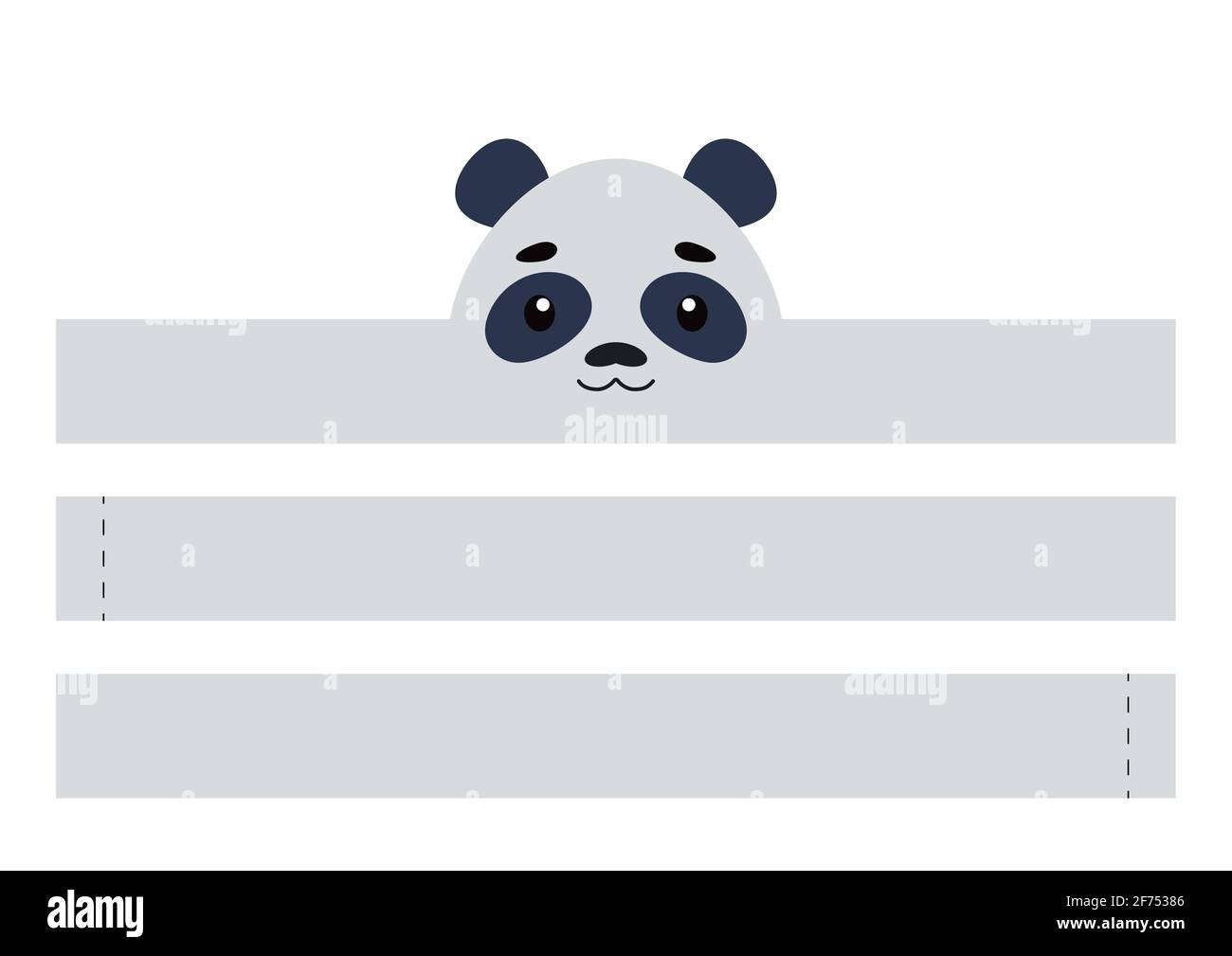 Printable panda paper crown. Party headband die cut template for