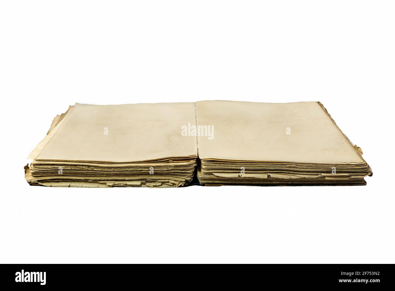 Old damaged book with empty pages for copy space and add text isolated