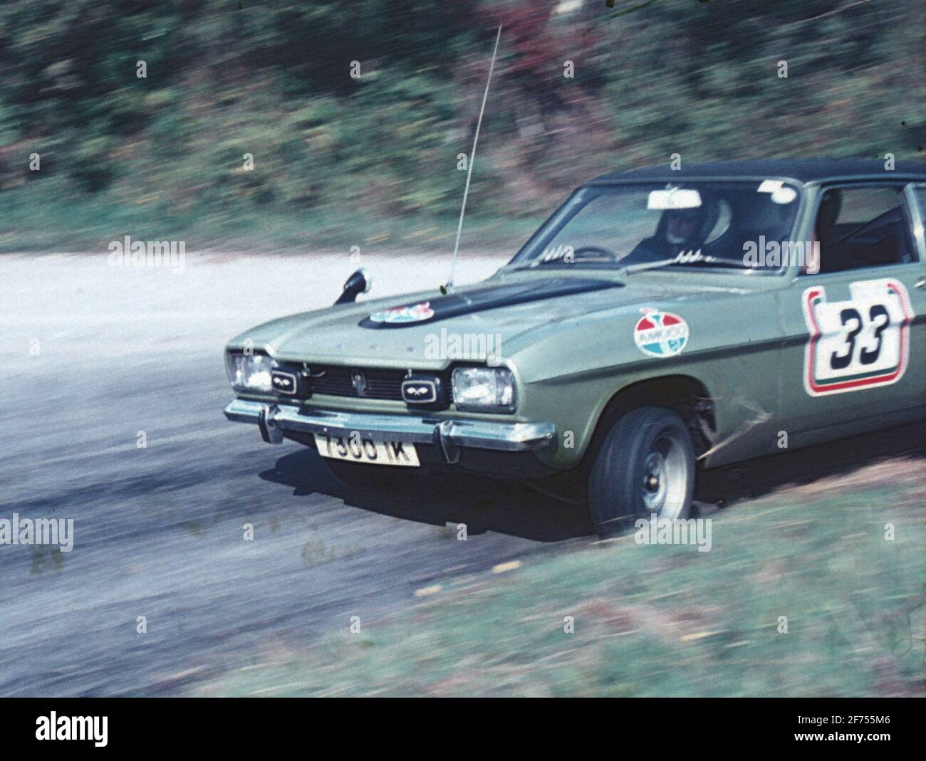 A Ford Capri racing in the 1972 rally at Wexford, Ireland Stock Photo