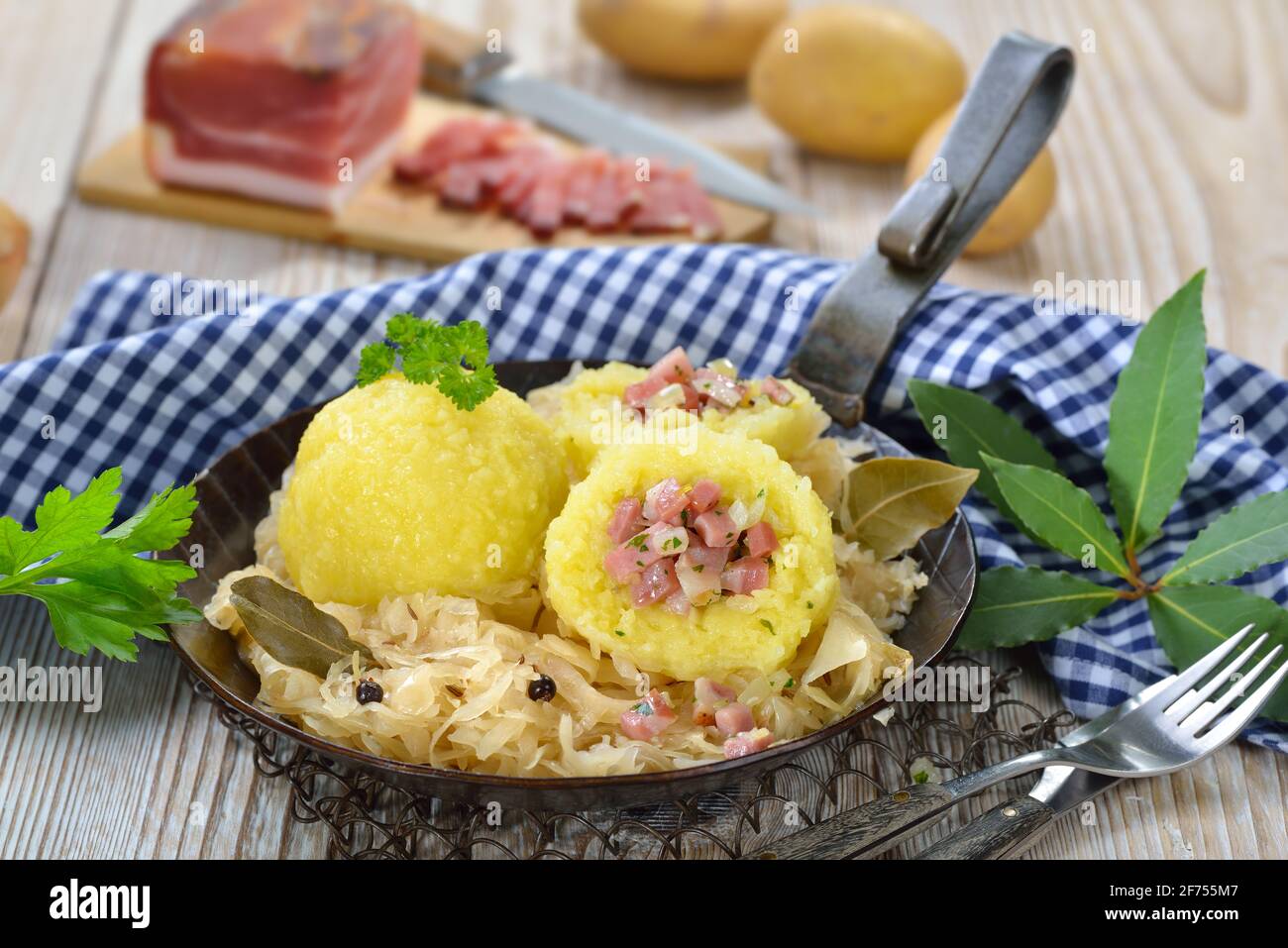 Potato dumplings stuffed with South Tyrolean bacon and served with