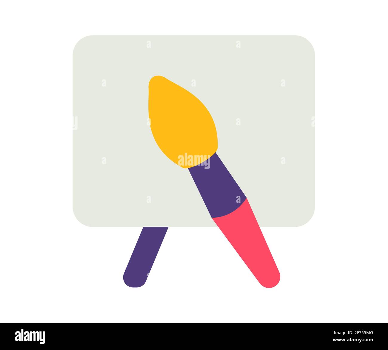 canvas brush drawing single isolated icon with flat style vector ...