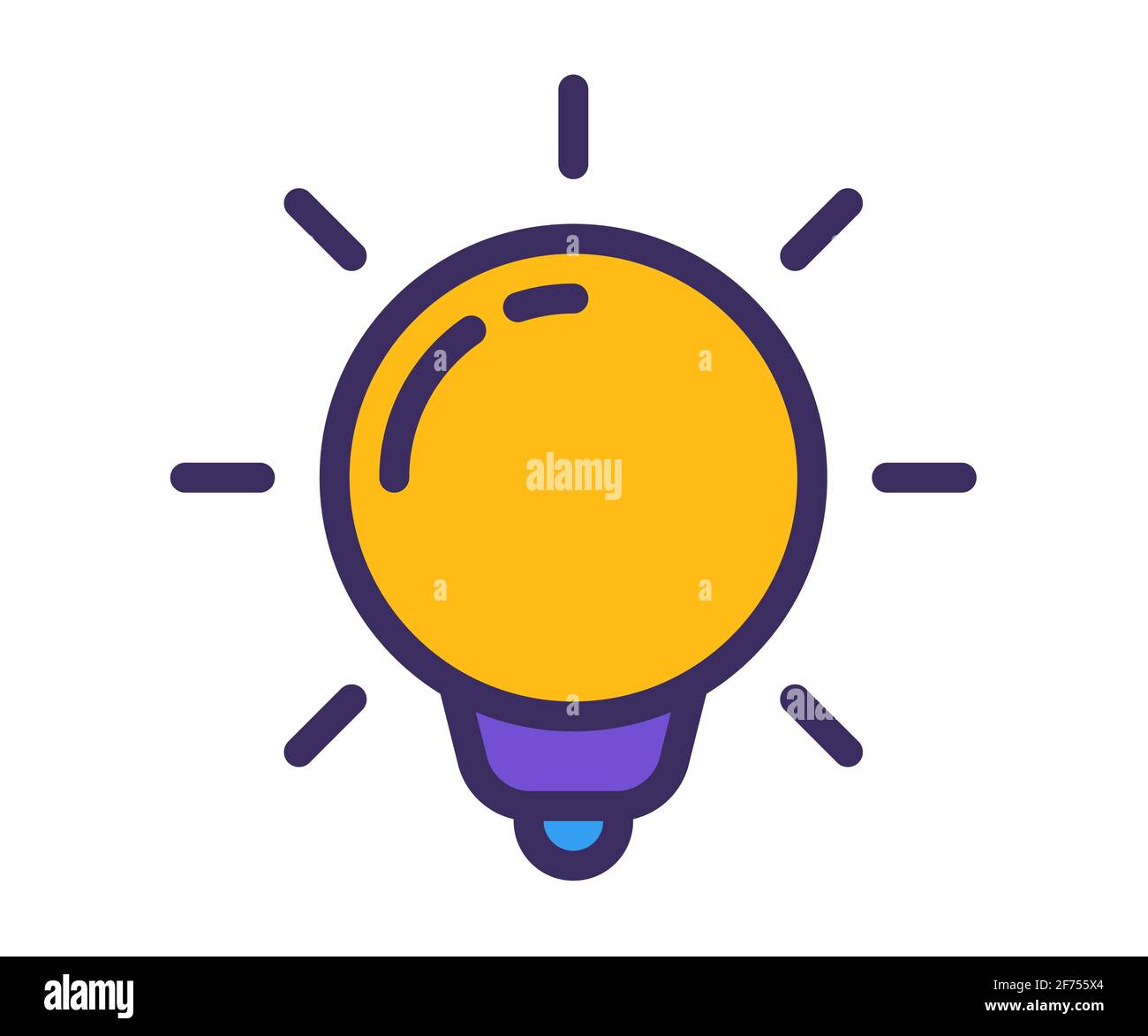 creativity idea light bulb single isolated icon with filled outline ...