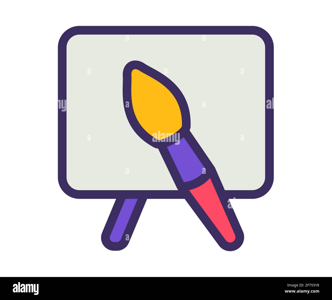 canvas brush drawing single isolated icon with filled outline line ...