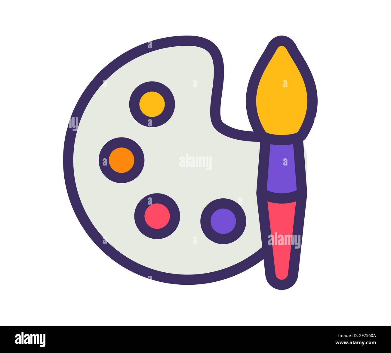 art drawing painting single isolated icon with filled outline line ...