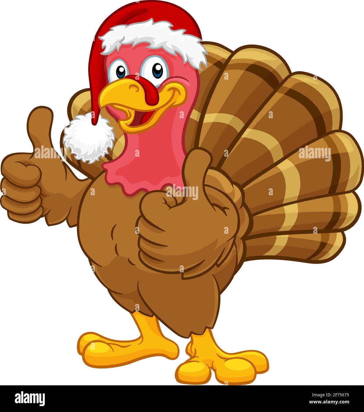 Turkey In Santa Hat Christmas Thanksgiving Cartoon Stock Vector