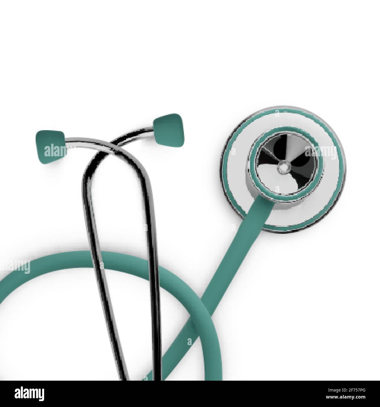 Stothoscope 3d render. Medical equipment.  Health care banner concept. Diagnostics of heart and lung health. Vector isolated on transparent background Stock Vector