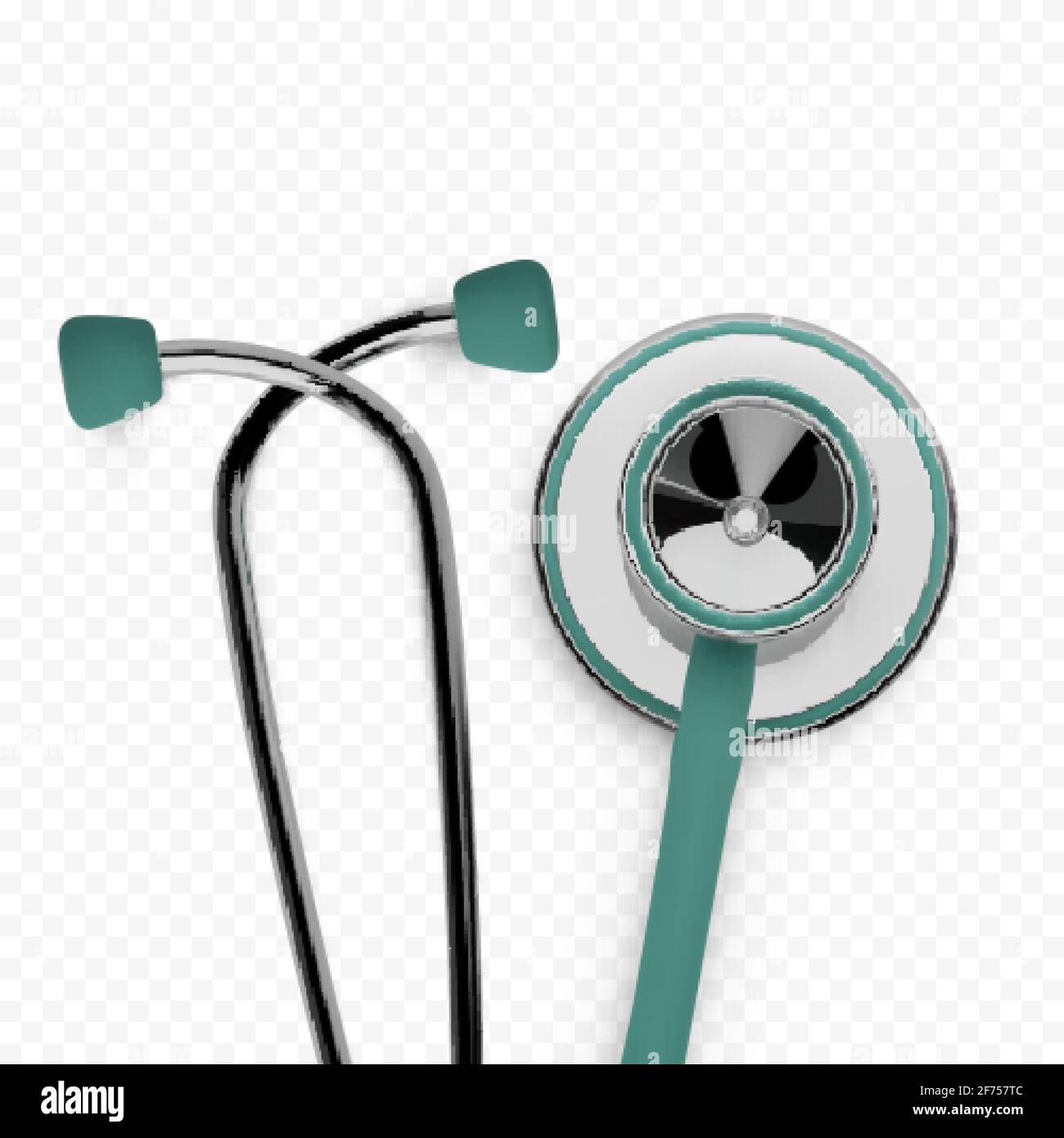 Stothoscope 3d render. Medical equipment. Health care banner concept. Diagnostics of heart and lung health. Vector Stock Vector