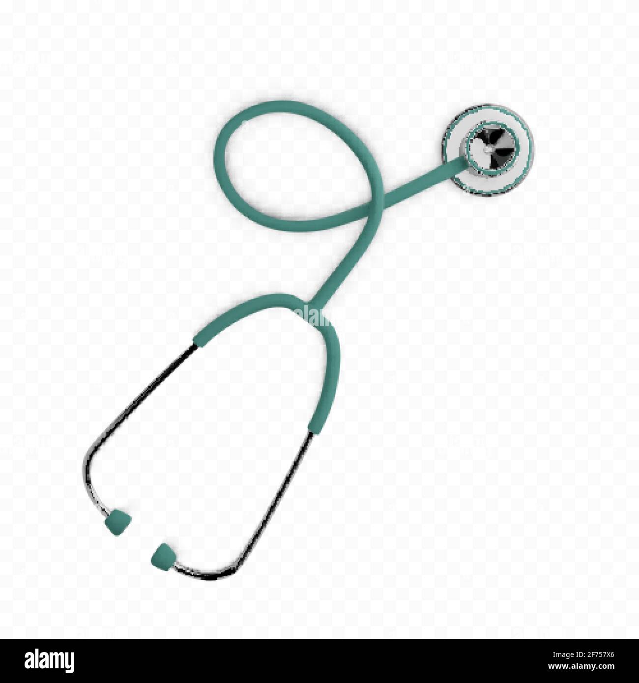 Stothoscope 3d render. Health care banner concept. Diagnostics of heart and lung health. Medical equipment.  Vector illustration Stock Vector