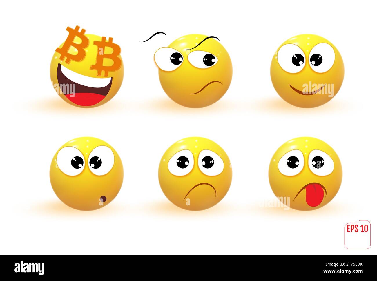 Set Realistic Emoji Emoticon Faces Icon Stock Illustration 1979717633