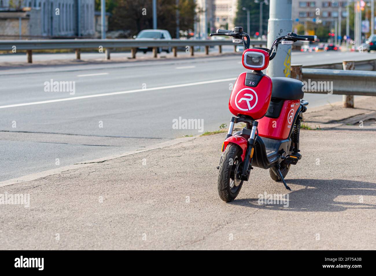 Riga, Latvia - September 30, 2020: sharing and rental service RIDE electric  bike Xiaomi HIMO T1 parked on sidewalk Stock Photo - Alamy