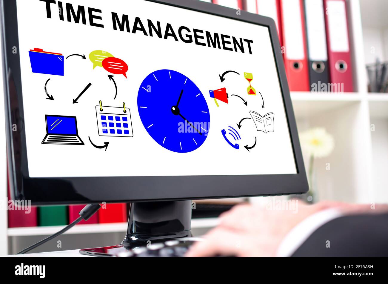 Time management concept shown on a computer screen Stock Photo - Alamy