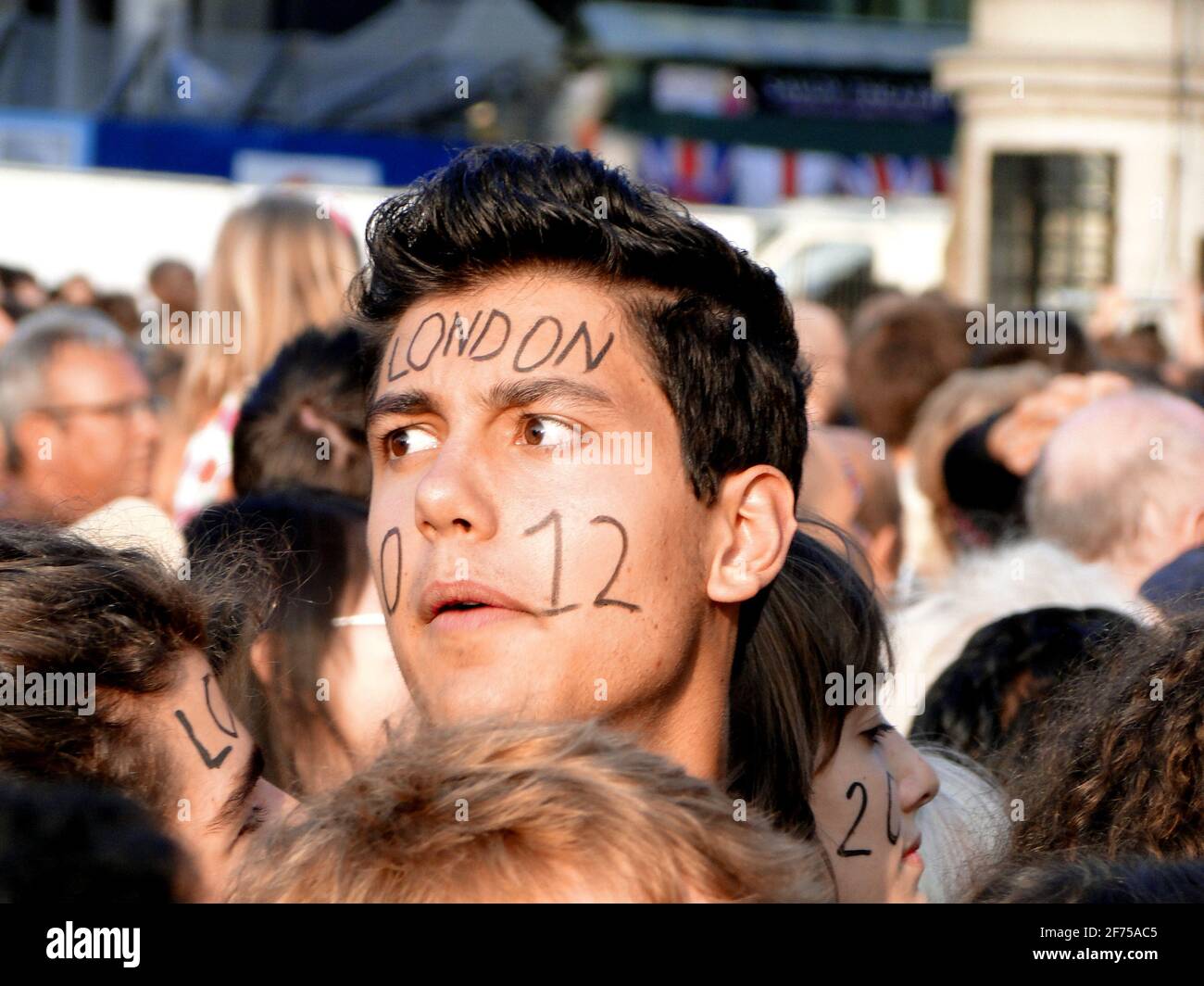 One tear to go! - Concert on Trafalgar square 1 year before Olympic games 2012, London, UK Stock Photo