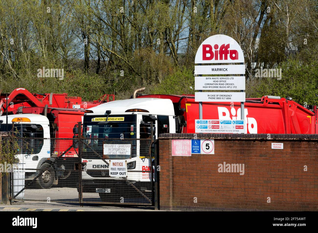 Biffa Waste Services yard, Heathcote Industrial Estate, Warwick, UK Stock Photo
