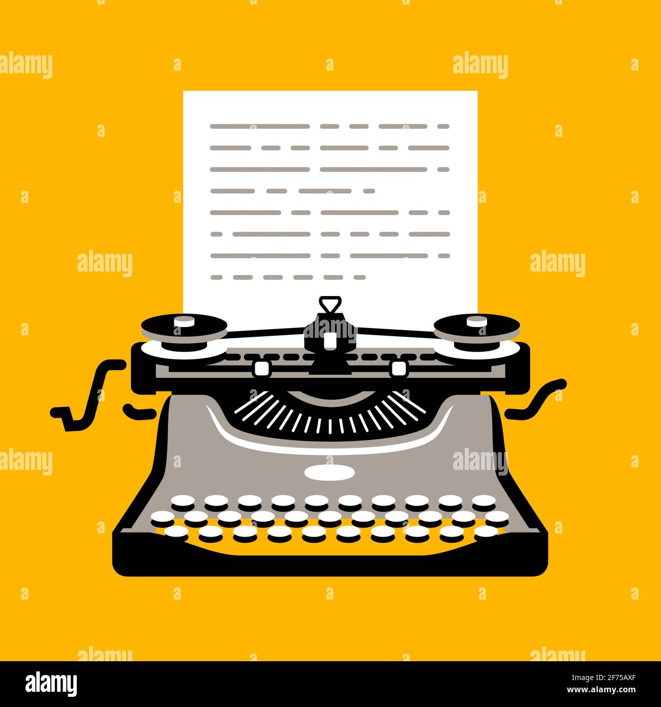 Retro typewriter with sheet of paper. Flat design style modern vector illustration Stock Vector