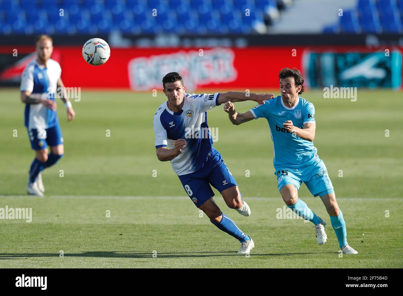 Leganes Spain 4th Apr 21 L R Adri Cuevas Sabadell Ruben Pardo Leganes Football Soccer Spanish La Liga Smartbank Match Between Cd Leganes 2 1 Ce Sabadell Fc At The Estadio Municipal De Butarque