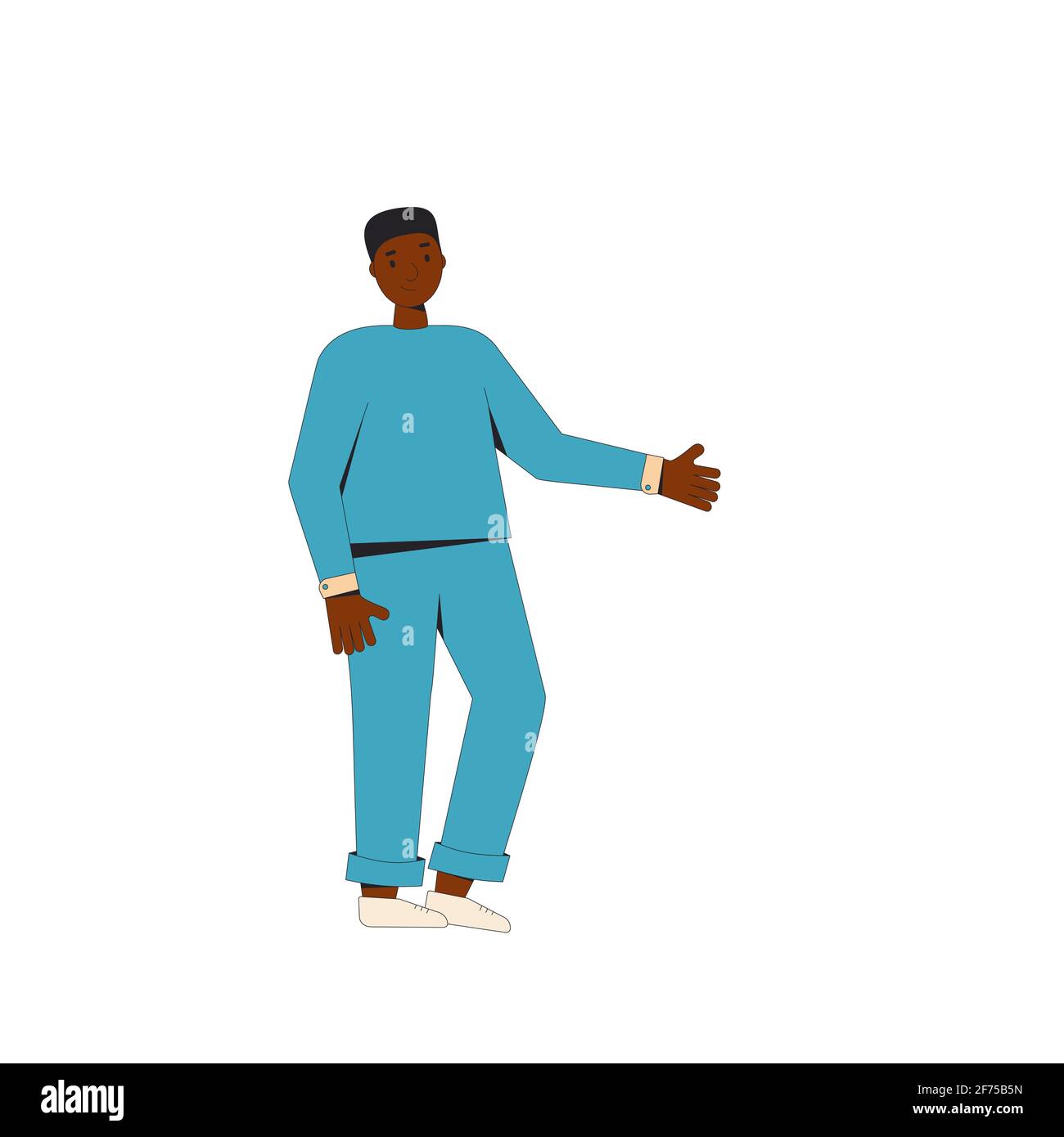 African american male teenager. Boy character wearing in casual clothes ...