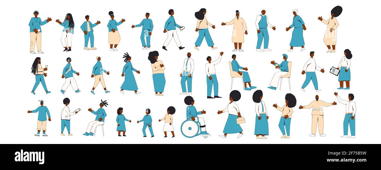 African american people set isolated on a white background. Young and ...