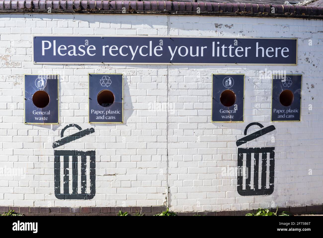 Litter recycling point in National trust, England, UK Stock Photo