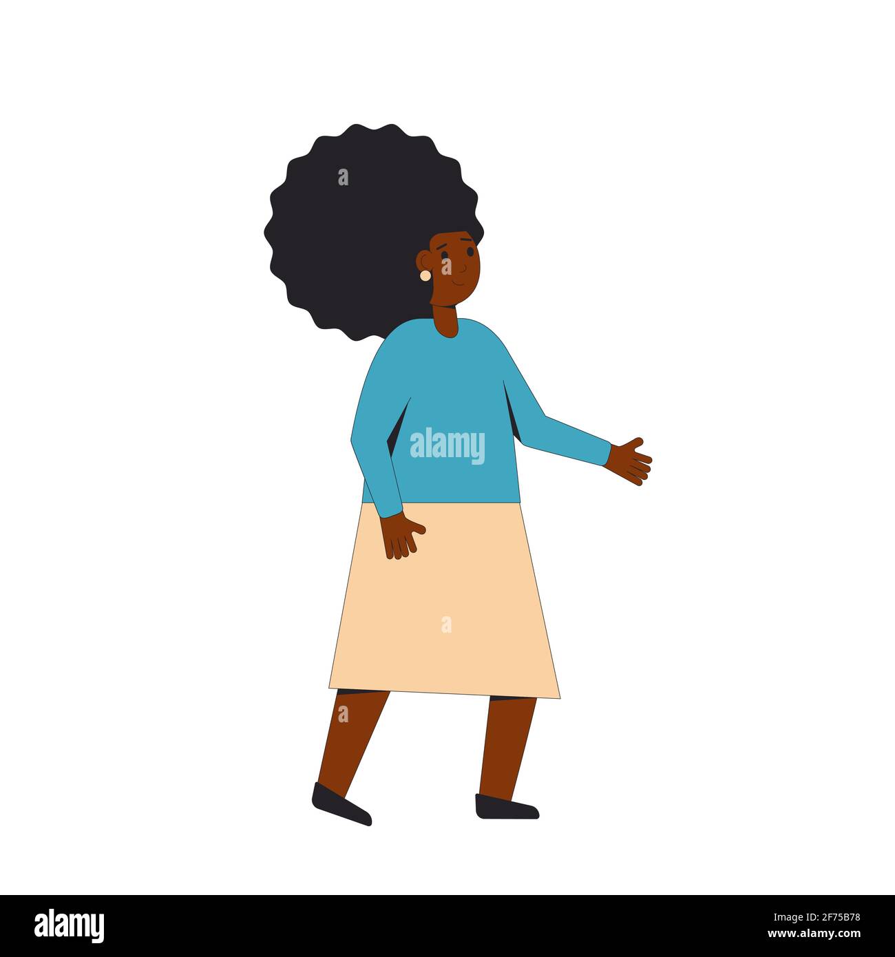 African american girl. Young female character wearing in casual clothes ...