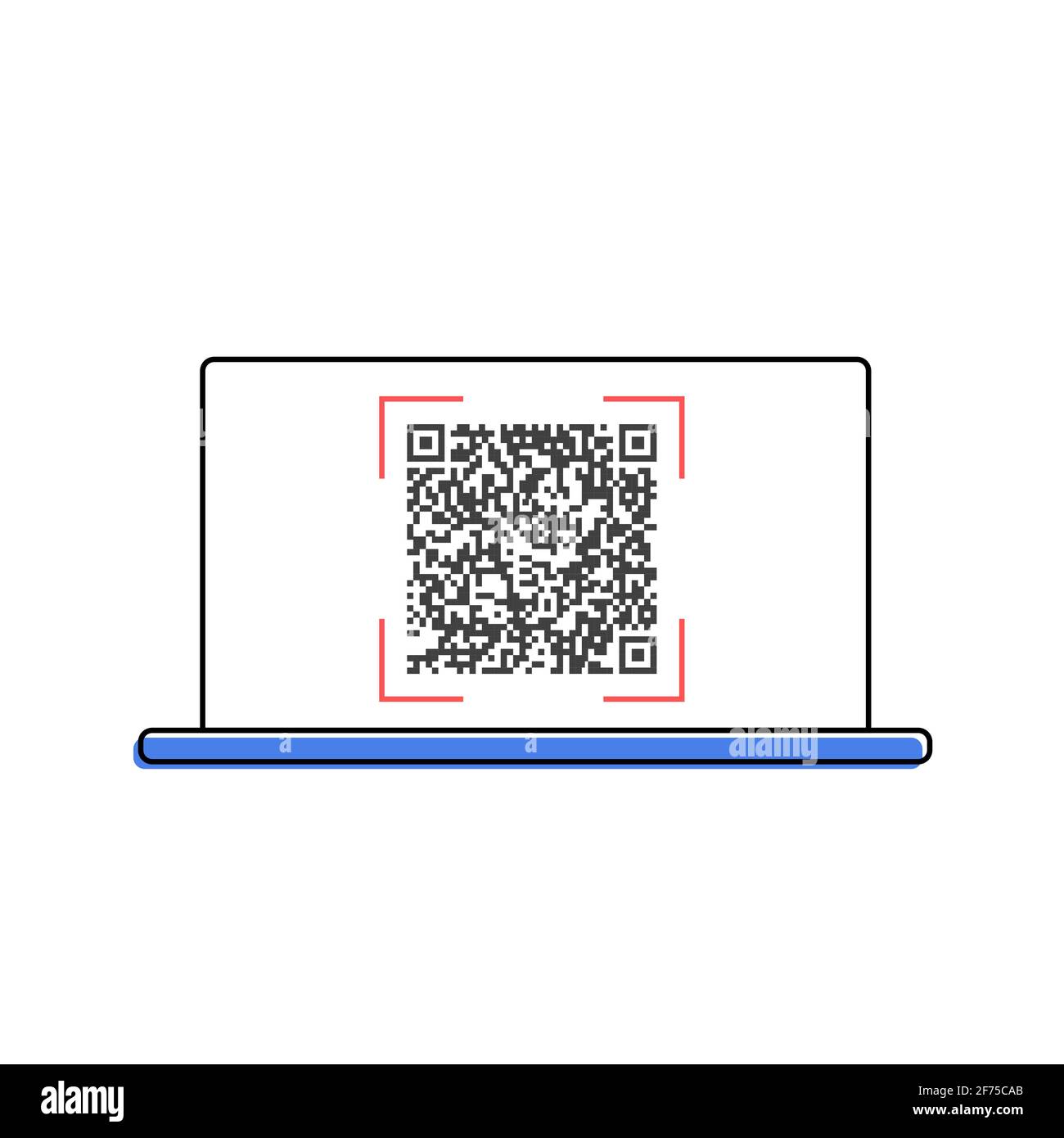 Business icons and techniques - QR Codes on laptop Stock Vector