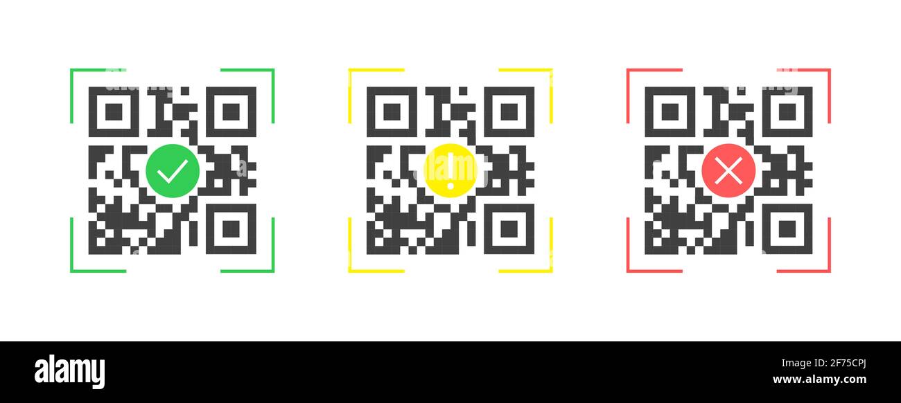 QR Codes icon complete, warning, error Stock Vector