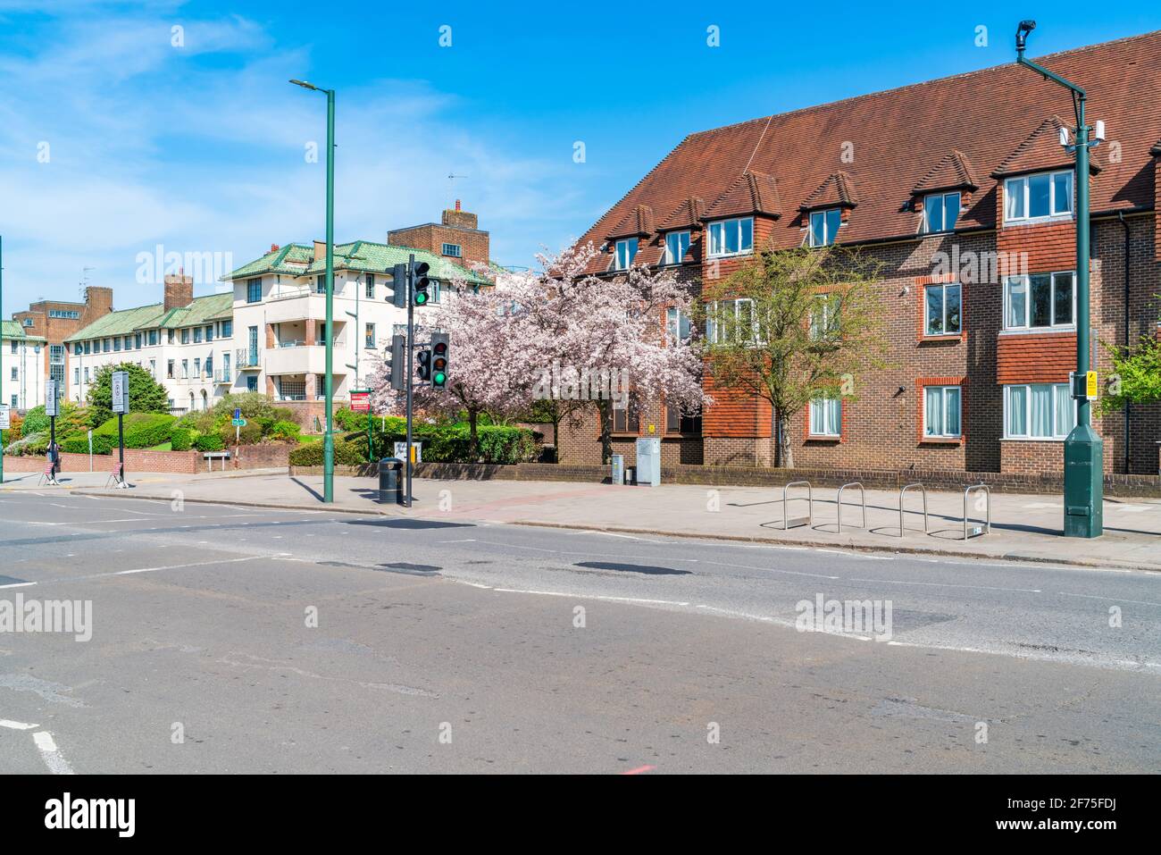 LONDON, UK - MARCH 30, 2021: Temple Fortune in the London Borough of Barnet to the north of Golders Green is a shopping district used by residents of Stock Photo