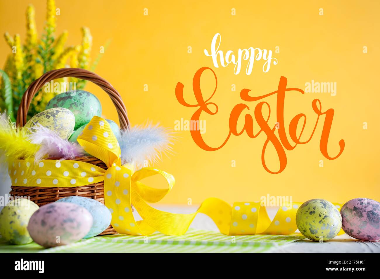 Happy Easter. Congratulatory easter background. Selective focus Stock Photo