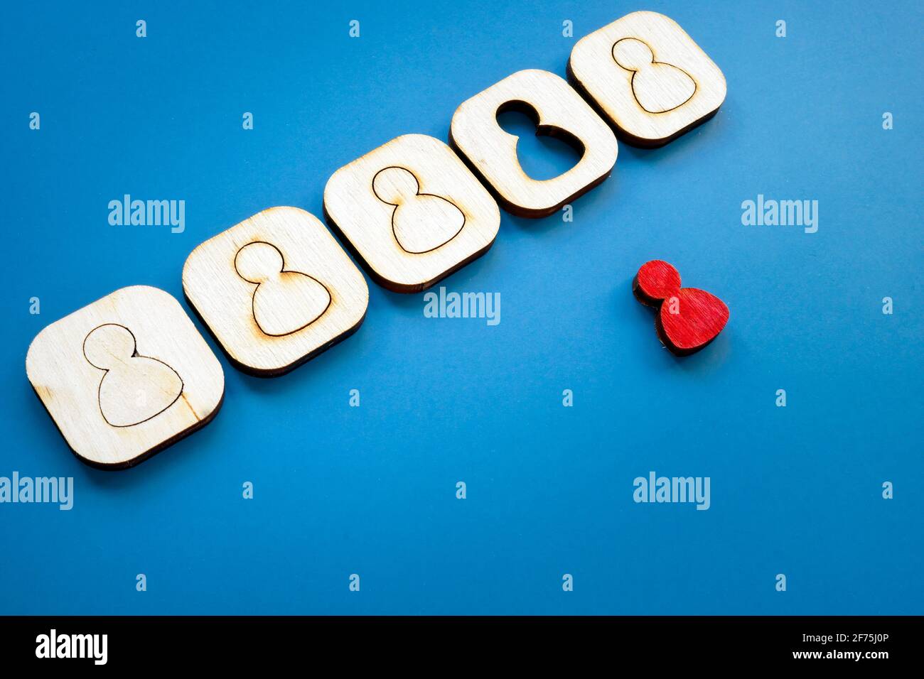 Be unique and different concept. One figure with own way. Stock Photo