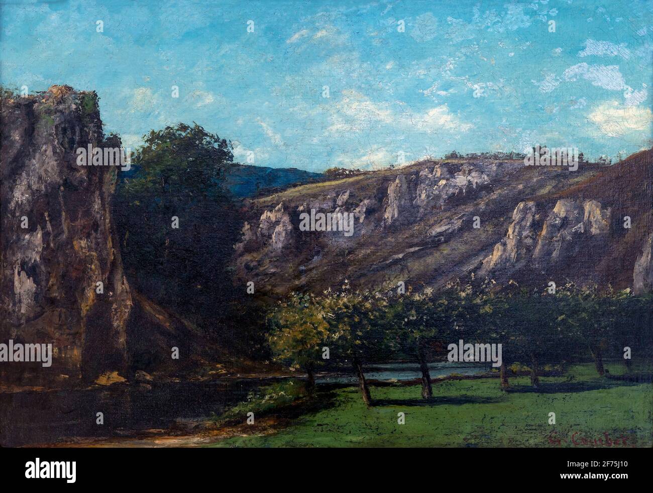 Mountainous Landscape with Fruit Trees in Ornans, by Gustave Courbet, 1873, Boijmans van Beuningen Museum, Rotterdam, Netherlands, Europe Stock Photo