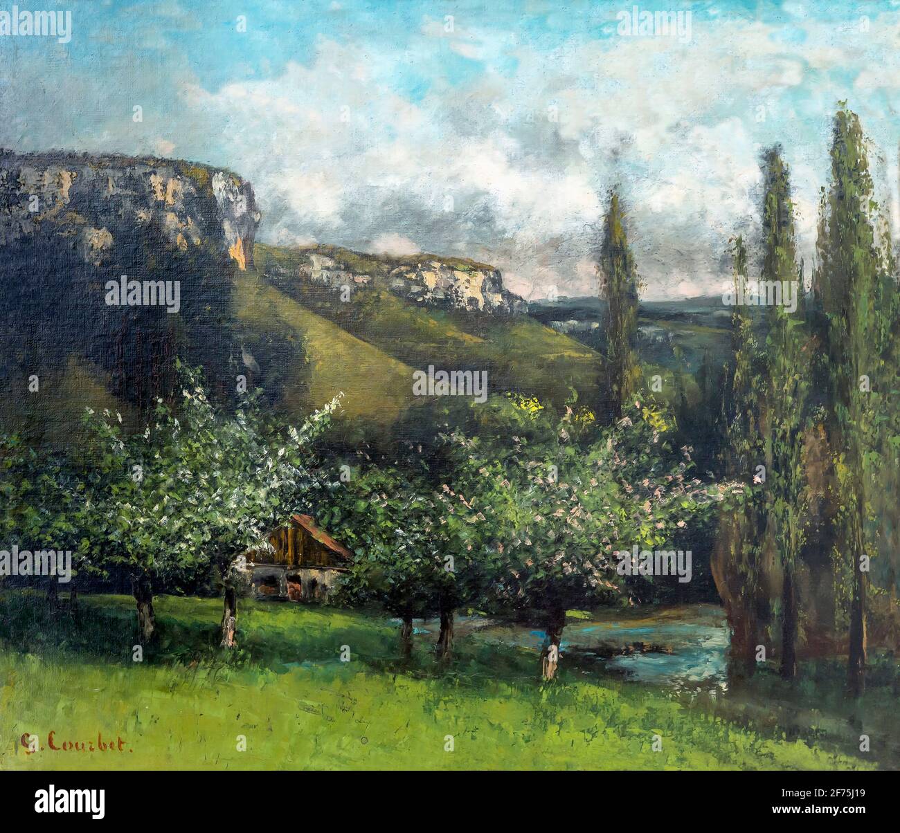 Apple Orchard of Courbet's Father in Ornans, by Gustave Courbet, 1873, Boijmans van Beuningen Museum, Rotterdam, Netherlands, Europe Stock Photo