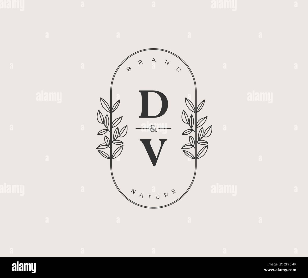 DV letters Beautiful floral feminine editable premade monoline logo ...