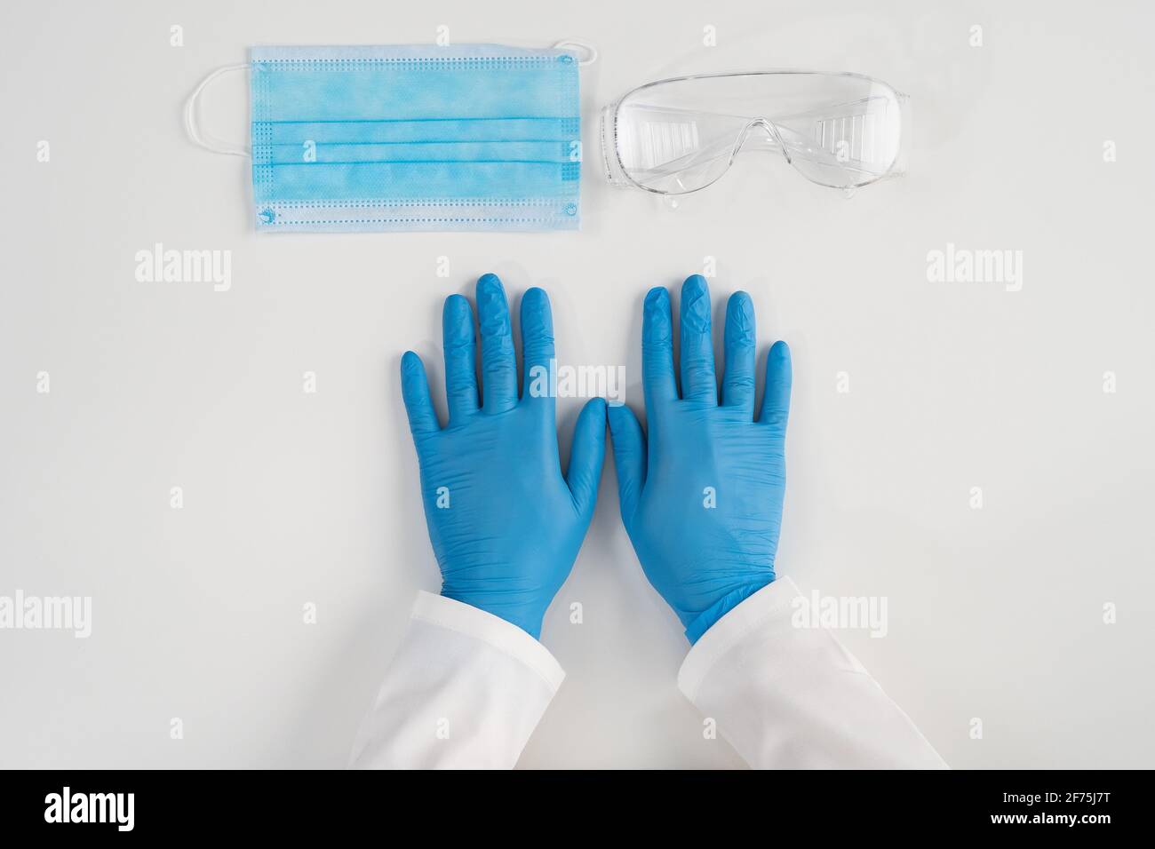 Medical concept of products for the protection of health care workers in hospitals and clinics. Stock Photo