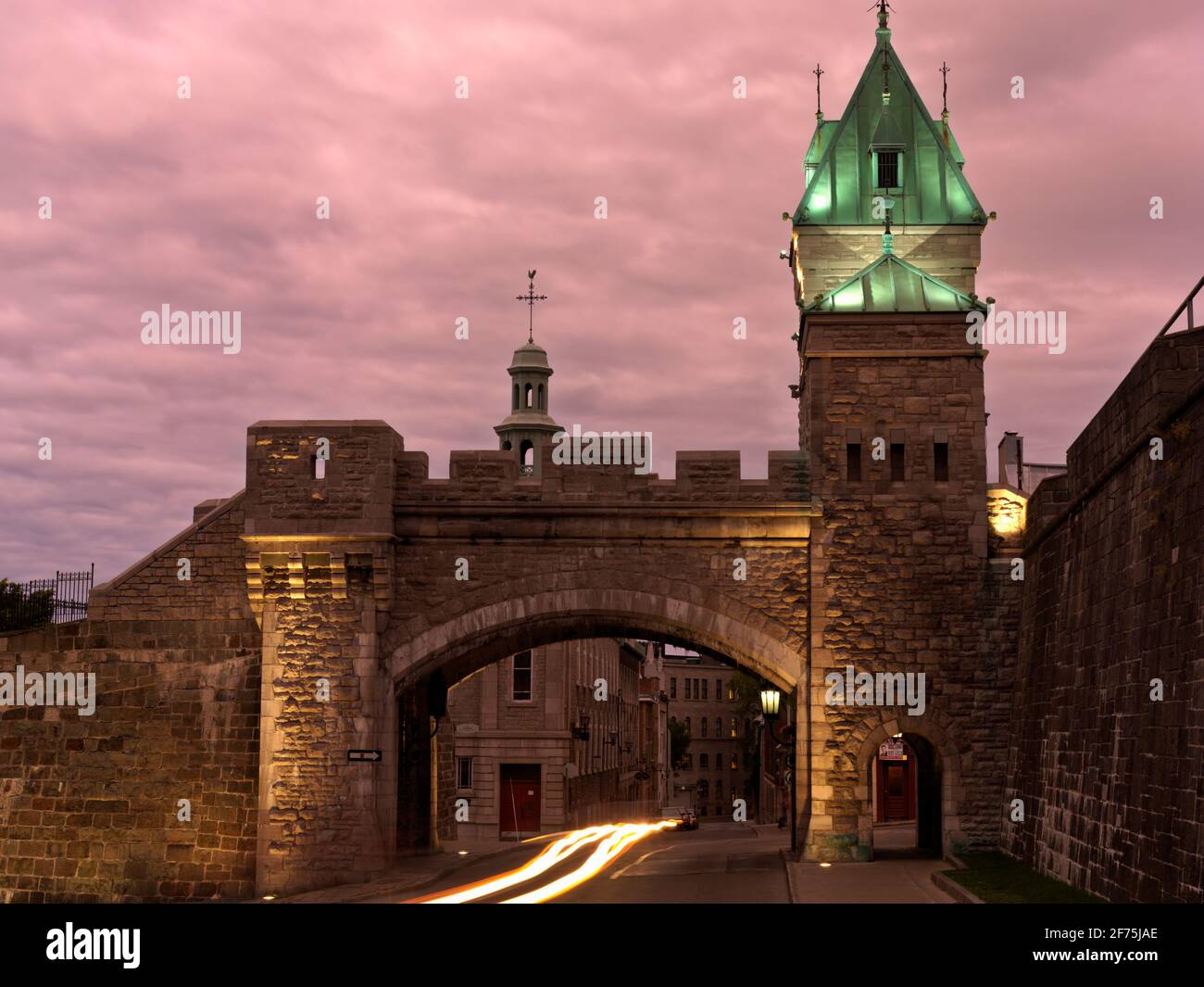 Canada,Quebec,Quebec City,Gate Saint-Louis (Porte Saint-Louis) one of the gate openings of the wall surrounding the Old City of Quebec Stock Photo