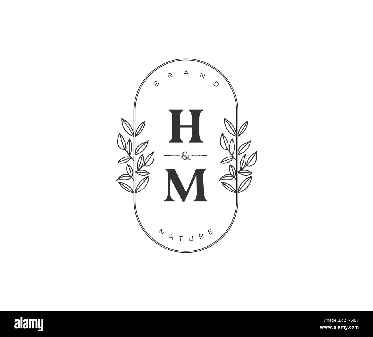 HM letters Beautiful floral feminine editable premade monoline logo suitable for spa salon skin hair beauty boutique and cosmetic company. Stock Vector