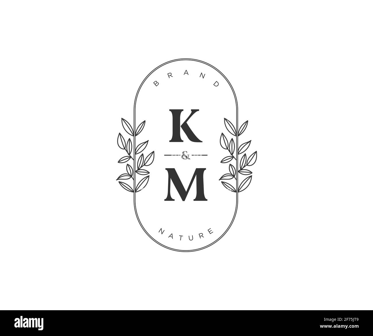 KM letters Beautiful floral feminine editable premade monoline logo ...