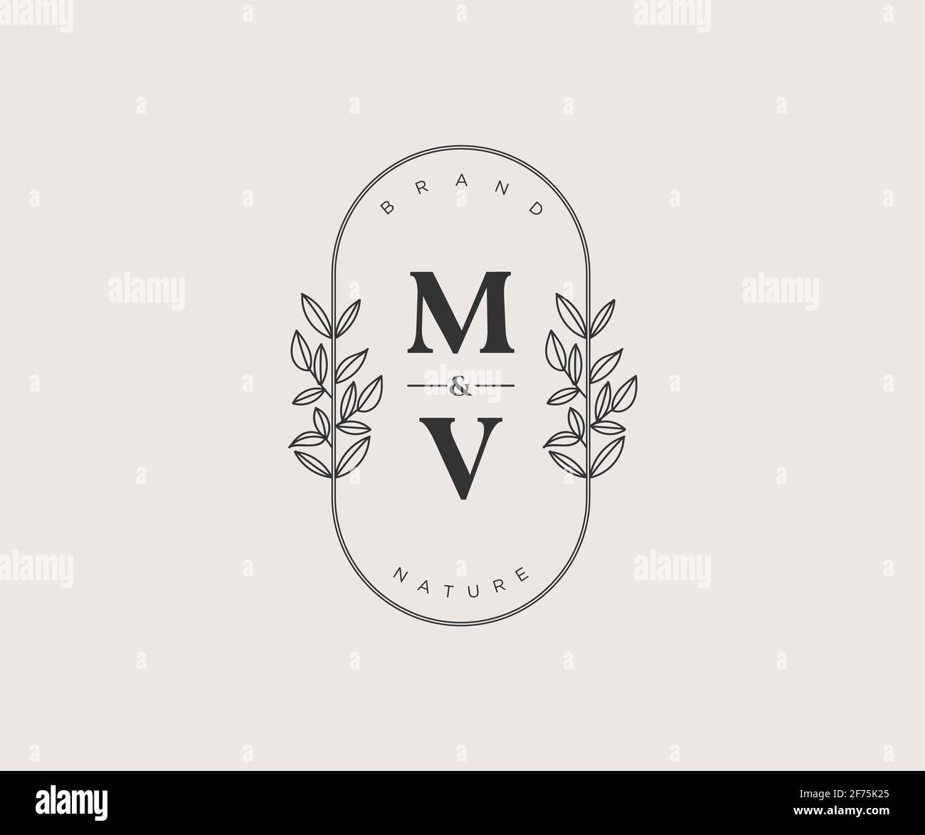 MV letters Beautiful floral feminine editable premade monoline logo ...
