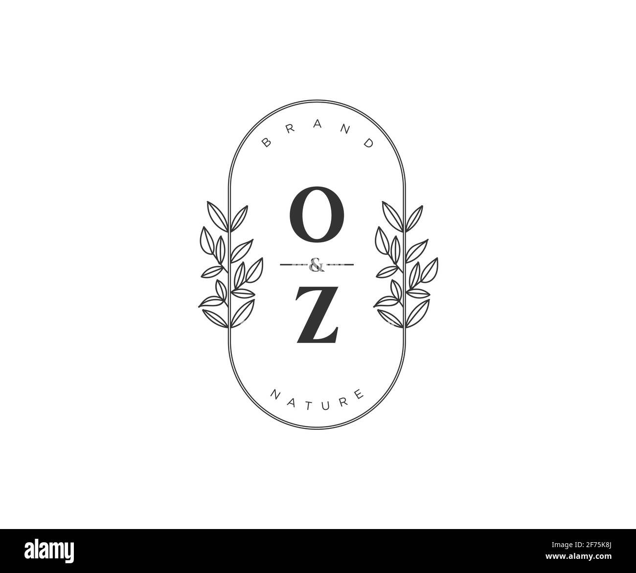 OZ letters Beautiful floral feminine editable premade monoline logo suitable for spa salon skin hair beauty boutique and cosmetic company. Stock Vector