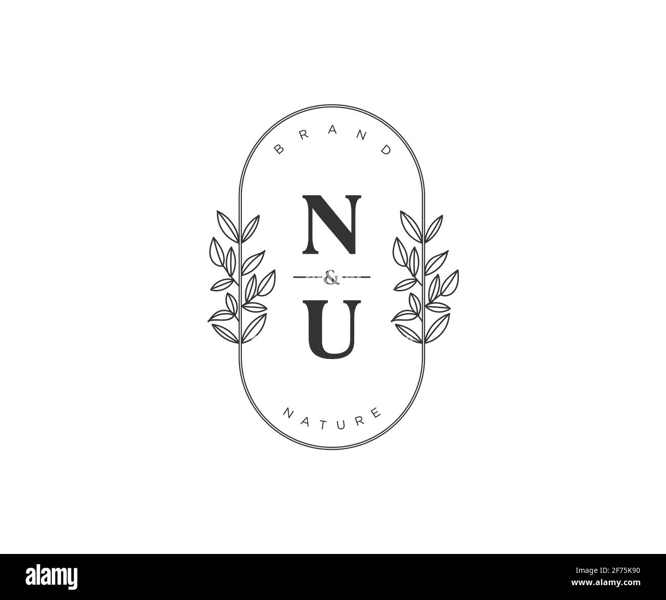 NU letters Beautiful floral feminine editable premade monoline logo suitable for spa salon skin hair beauty boutique and cosmetic company. Stock Vector